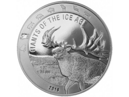 ghana 1 oz silver giants of the ice age 2019 giant deer 5 cedis