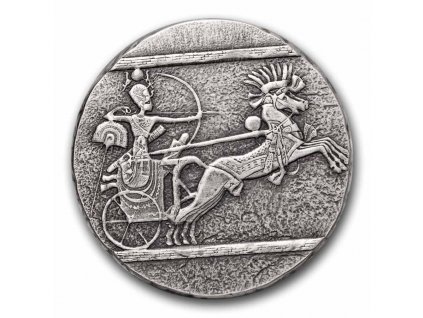 2020 republic of chad 5 oz silver chariot of war antiqued 234176 slab