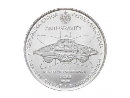 1 oz silver nikola tesla 2023 anti gravity 100 dinar bu