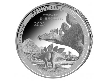 congo 2023 prehistoric life stegosaurus ag9999 1oz bu (2)