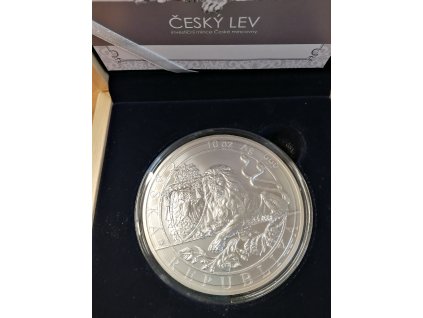 Stříbrná mince Český Lev 10 oz 2019, certifikát