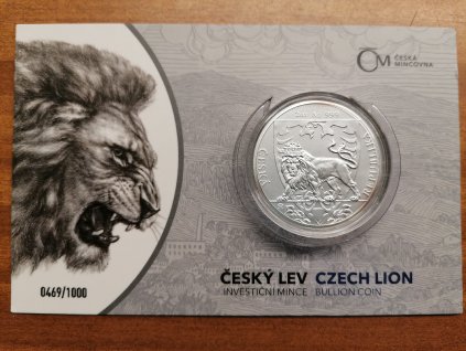 Stříbrná mince Český Lev 2 oz 2020, číslovaný