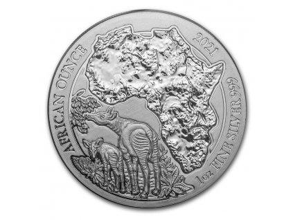 2021 rwanda 1 oz silver african okapi bu 221505 obv