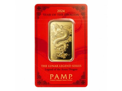 2024 1 oz gold bar pamp lunar legends azure dragon in assay 284602 slab