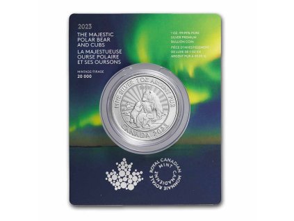 2023 canada 1 oz 5 silver the majestic polar bear and cubs 272240 rev