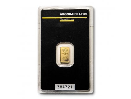 1 gram gold bar argor heraeus in assay 96048 SLAB