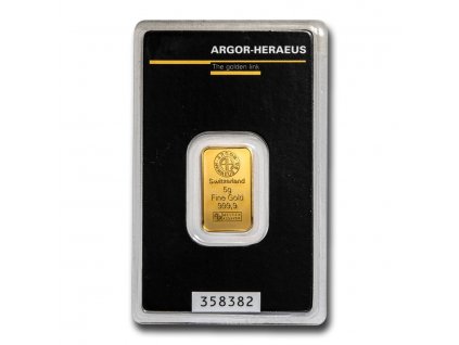 5 gram gold bar argor heraeus in assay 96054 slab