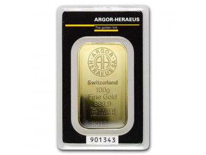 100 gram gold bar argor heraeus in assay 80084 Slab