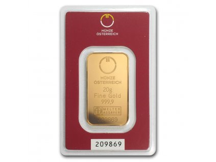 20 gram gold bar austrian mint in assay 78377 Slab