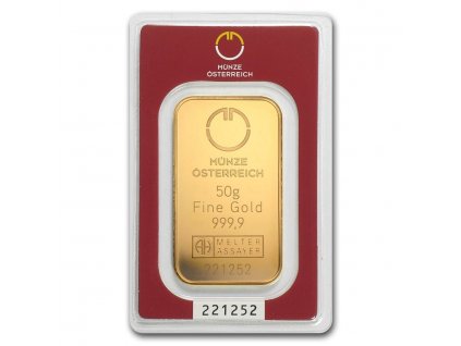 50 gram gold bar austrian mint in assay 78379 Slab