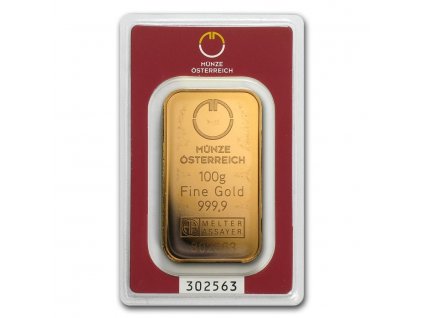 100 gram gold bar austrian mint in assay 78380 Slab