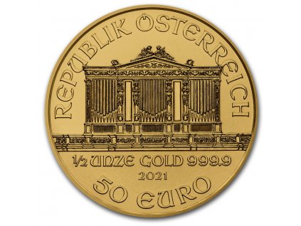 2021 austria 1 2 oz gold philharmonic bu 224785 obv