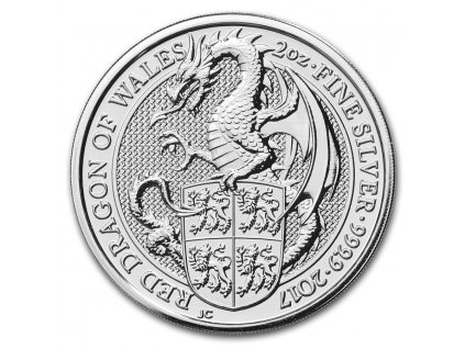 2017 great britain 2 oz silver queens beasts the dragon 117681 Slab