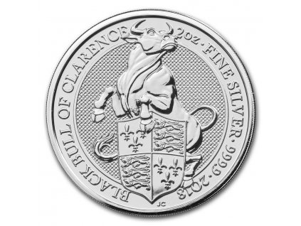 2018 great britain 2 oz silver queens beasts the bull 163304 Slab