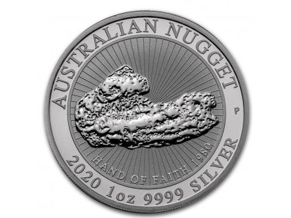 2020 australia 1 oz silver hand of faith nugget bu 208121 obv