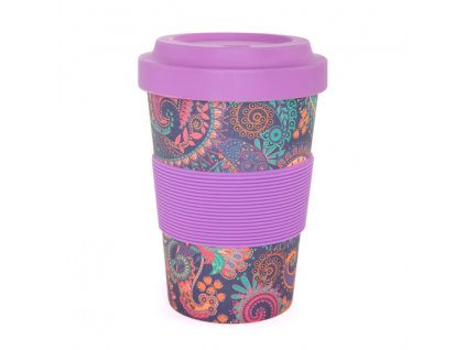 514pp yoga yogicup 2 go paisley purple bambus trinkbecher frontal