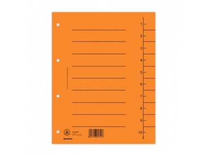Rozdružovač A4, papírový, 1-10 oranžový