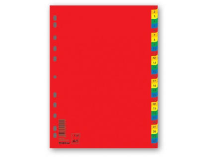 Rozdružovač A4 EURO barevný, 1-31 číslovaný