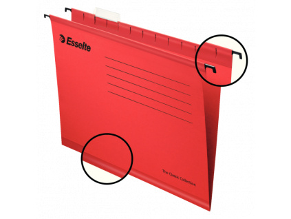 Desky PENDAFLEX, Standard, ESSELTE, závěsné, červená