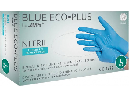 Rukavice nitrilové AMPri Blue Eco Plus, 100 ks, modré, nepudrované