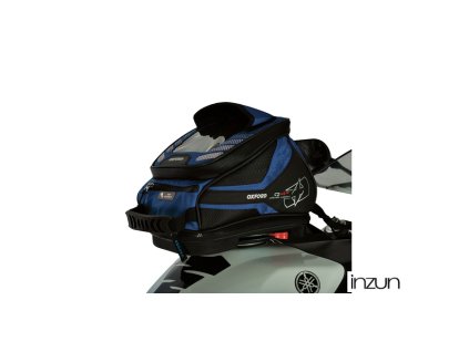 tankbag na motocykl Q4R QR, OXFORD (černý/modrý, s rychloupínacím systémem na víčka nádrže, objem 4 l)