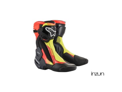 boty SMX PLUS 2, ALPINESTARS (černá/červená fluo/žlutá fluo/šedá) (Velikost 41)