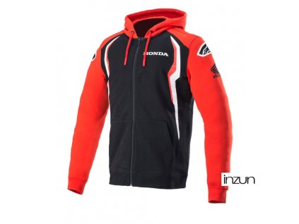 mikina na zip s kapucí HONDA, ALPINESTARS (červená/černá) (Velikost 4XL)