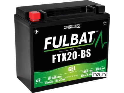 baterie 12V, FTX20-BS GEL, 12V, 18Ah, 270A, bezúdržbová GEL technologie 175x87x155 FULBAT (aktivovaná ve výrobě)