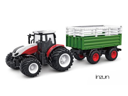 amewi rc traktor s vozem pro zvirata svetla zvuk 1 24