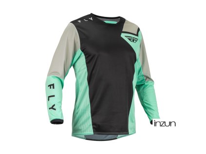 dres KINETIC JET, FLY RACING - USA 2023 (černá/mint/šedá) (Velikost M)