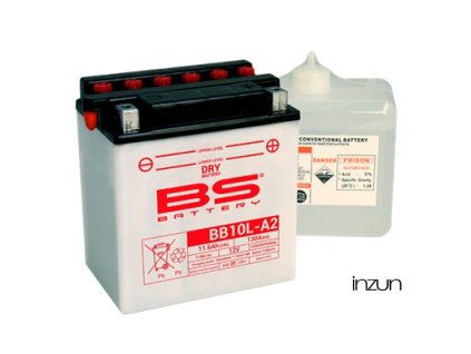 Konvenční motocyklová baterie BS-BATTERY BB10L-A2 (YB10L-A2) Včetně balení kyseliny (Typ Konvenční)