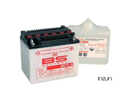Konvenční motocyklová baterie BS-BATTERY BB7C-A (YB7C-A) Včetně balení kyseliny (Typ Konvenční)
