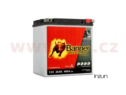 baterie 12V, YIX30L-BS, 26Ah, 400A, BANNER Bike Bull AGM PRO 168x131x197