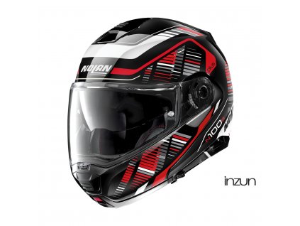 Moto helma Nolan N100-5 Plus Starboard N-com Glossy Black 45 (Velikost M)