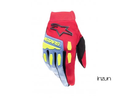 rukavice FULL BORE, ALPINESTARS, dětské (světle modrá/červená/žlutá fluo/černá) 2024