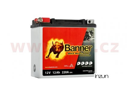 baterie 12V, YTX14-BS, 12Ah, 220A, BANNER Bike Bull AGM PRO 150x88x145