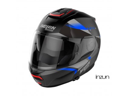 Moto helma Nolan N100-6 Paloma Flat Black/Blue N-COM 26 (Velikost M)