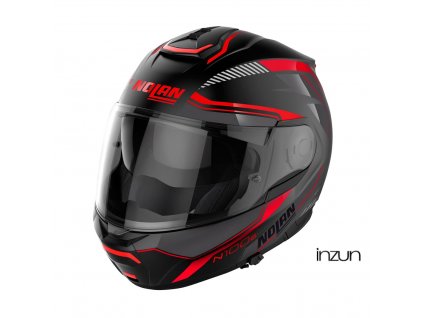 Moto helma Nolan N100-6 Surveyor Flat Black/Red N-COM 21 (Velikost M)