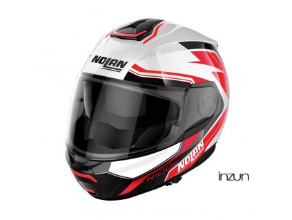 Moto helma Nolan N100-6 Surveyor Metal White/Red N-COM 23 (Velikost XS)