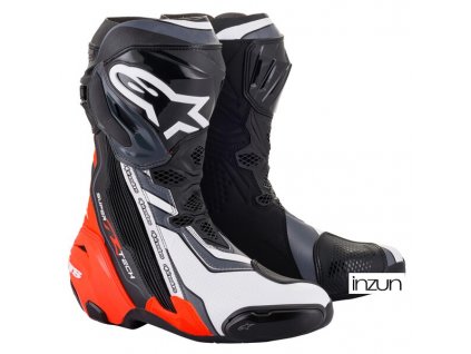 boty SUPERTECH R, ALPINESTARS (černá/červená fluo/bílá/šedá) 2024