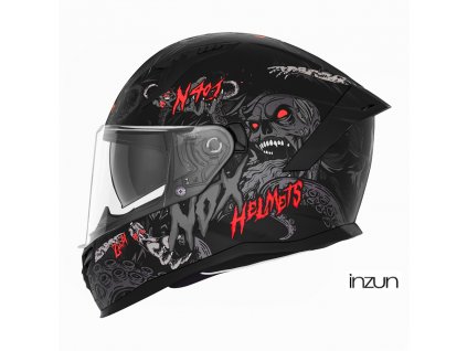 přilba N401 ZUMBI, NOX (černá matná,červená) 2025 (Velikost 2XL)