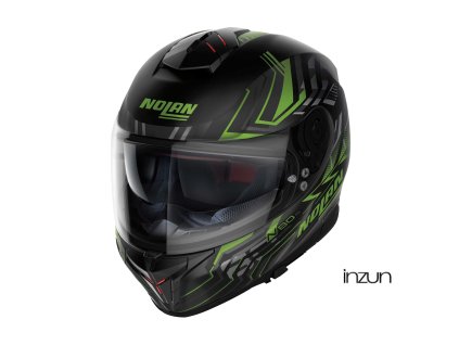 Moto helma Nolan N80-8 Turbolence N-com Flat Black/Green (Velikost L)