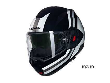 Moto helma Nolan N120-1 Lineo N-com Nero/Bianco/Argento 348 (Velikost S)