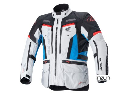 bunda BOGOTA PRO DRYSTAR HONDA kolekce, ALPINESTARS (světle šedá/červená fluo/modrá/černá) 2026 (Velikost 3XL)