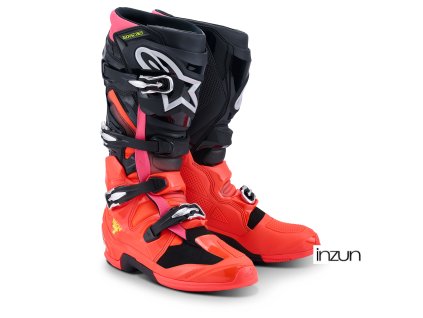 boty TECH 7, ALPINESTARS (černá/červená fluo/růžová fluo) 2026 (Velikost 44,5)