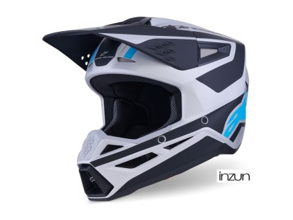 přilba S-M3 HEAT, ALPINESTARS (stříbrná/modrá/černá matná) 2026 (Velikost S)