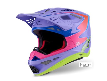 přilba SUPERTECH S-M10 edice JETT LAWRENCE R01, ALPINESTARS (fialová/růžová fluo/žlutá fluo) 2026 (Velikost M (obvod 57 - 58 cm))