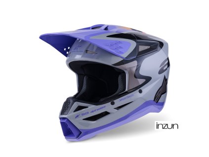 přilba S-M3 edice JETT LAWRENCE, ALPINESTARS, dětská (šedá/fialová/černá) 2026 (Velikost M)