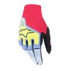 rukavice TECHSTAR, ALPINESTARS (světle modrá/červená/žlutá fluo/černá) 2024