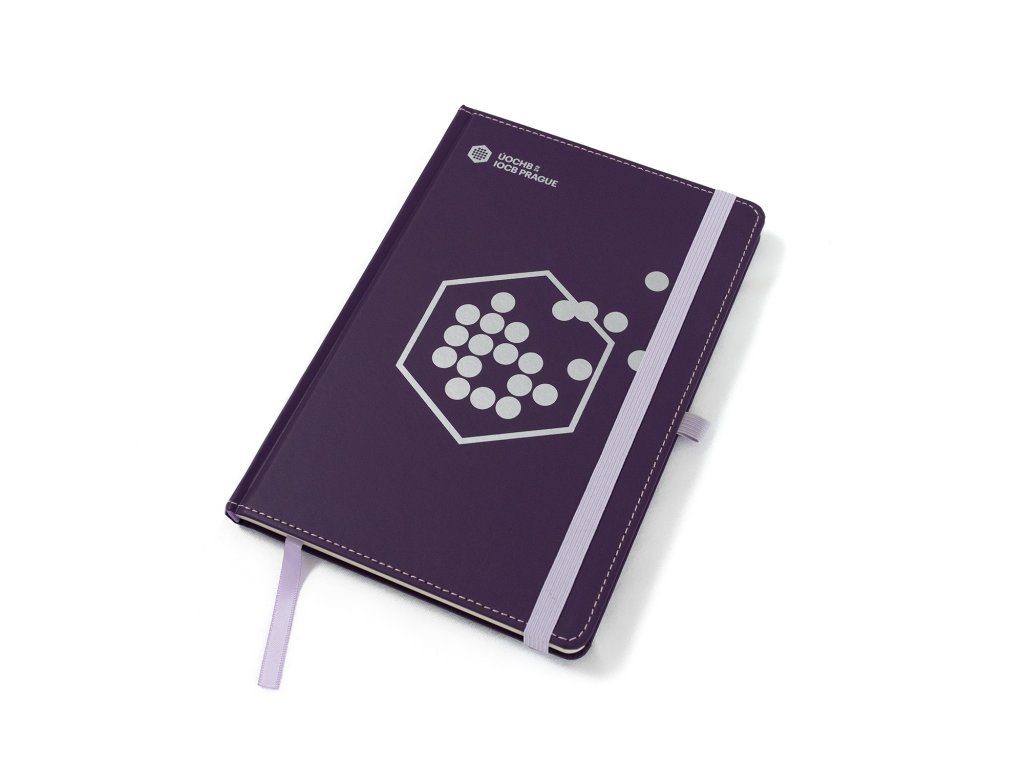 Zápisník fialový s fialovou gumičkou
